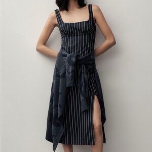 Anthropologie Navy Striped Midi Dress